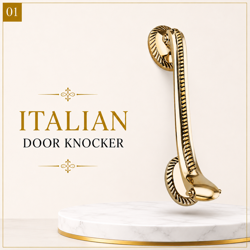 Italian Brass Door Knocker | Premium Solid Brass Italian Style Entrance Door Knocker | Antique Finish | Luxury Main Door Hardware