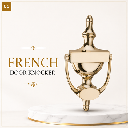 French Brass Door Knocker | Premium Solid Brass Main Door Knocker | Antique Finish | Luxury Home Entrance Decor