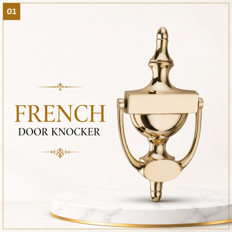 French Brass Door Knocker | Premium Solid Brass Main Door Knocker | Antique Finish | Luxury Home Entrance Decor