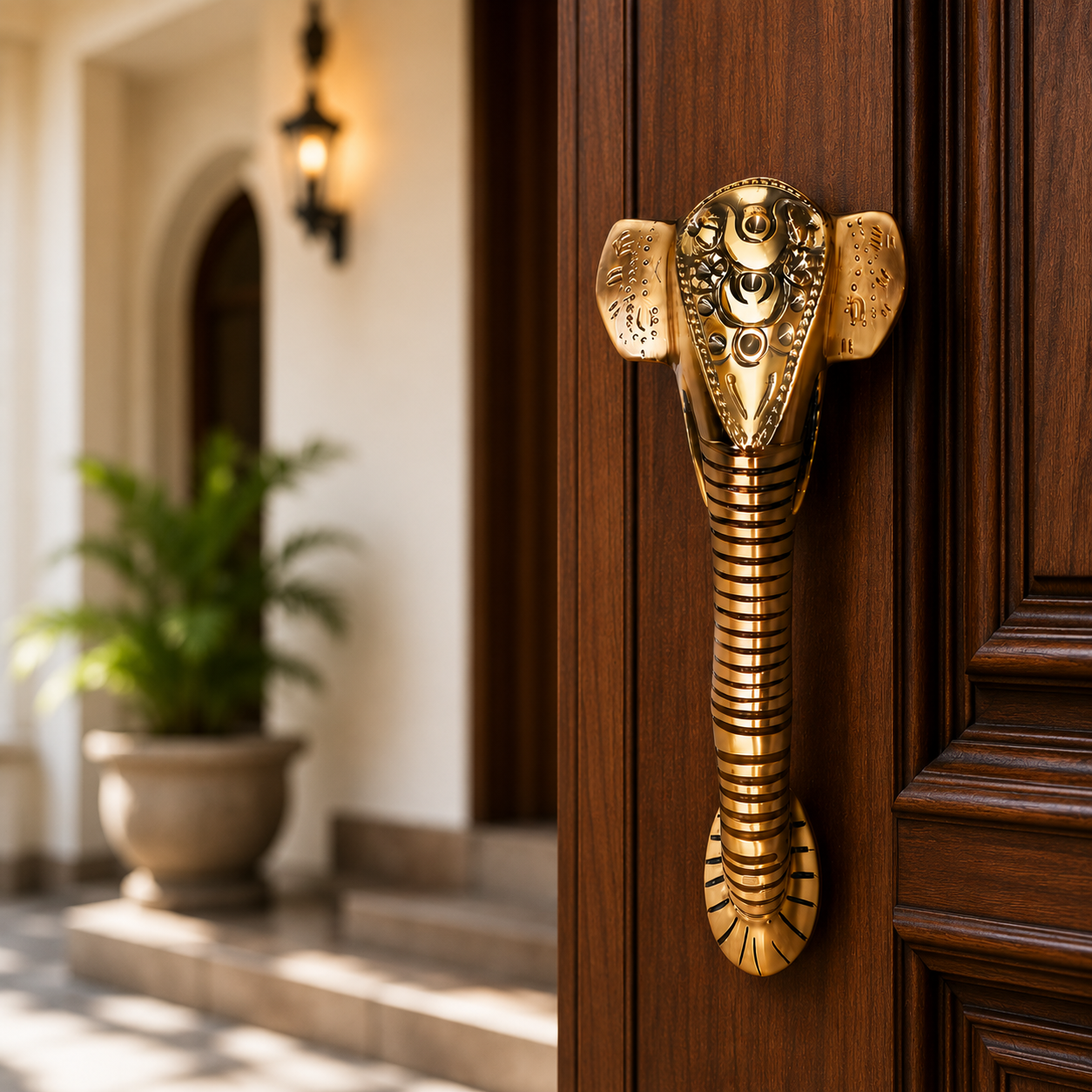 Ganesha Brass Door Handle | Premium Solid Brass Main Door Handle | Antique Finish | Vastu Home Entrance Decor