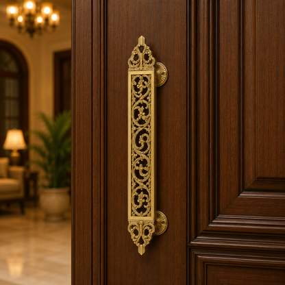 Royal Brass Door Handle | Premium Solid Brass Main Door Handle | Antique Finish | Luxury Home Entrance Decor