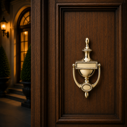 Modern French Brass Door Knocker | Premium Solid Brass Entrance Door Knocker | Antique Finish | Luxury Main Door Hardware
