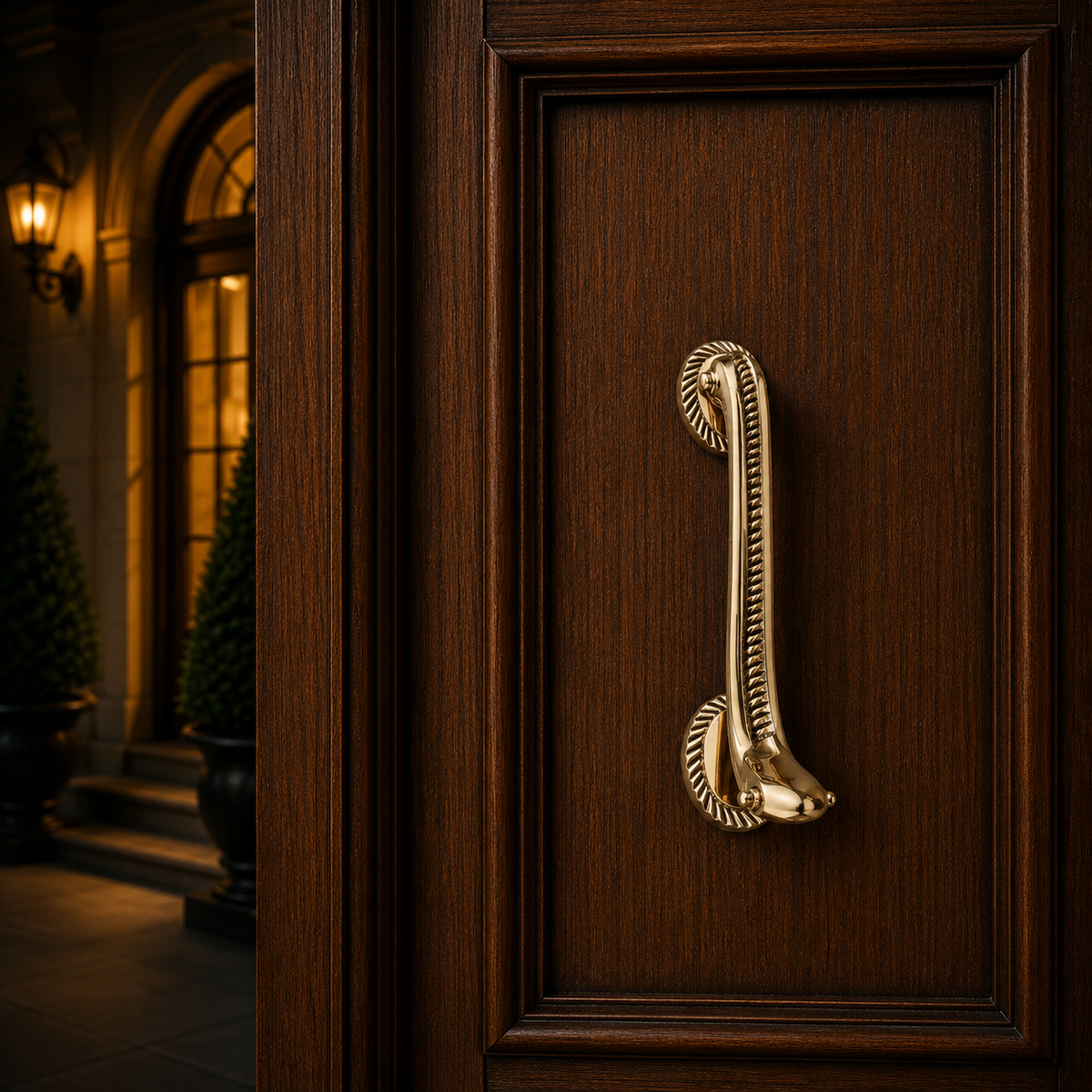 Italian Brass Door Knocker | Premium Solid Brass Italian Style Entrance Door Knocker | Antique Finish | Luxury Main Door Hardware