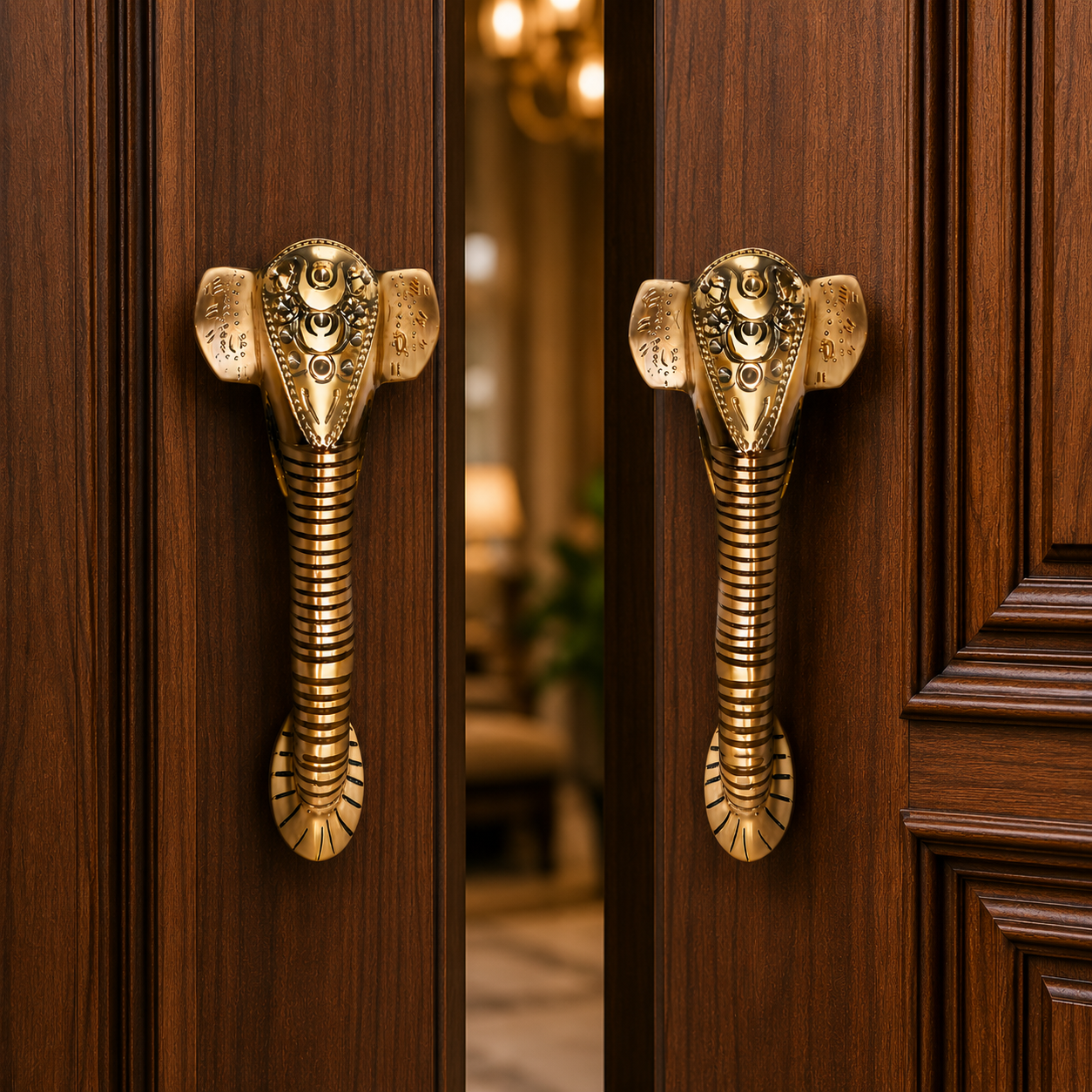 Ganesha Brass Door Handle | Premium Solid Brass Main Door Handle | Antique Finish | Vastu Home Entrance Decor