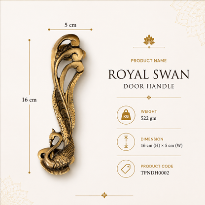 Royal Swan Brass Door Handle | Premium Solid Brass Main Door Handle | Antique Finish | Luxury Home Entrance Decor
