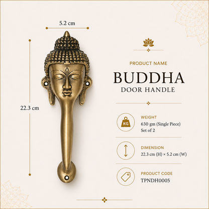 Single Buddha Brass Door Handle | Premium Solid Brass Main Door Handle | Antique Finish | Luxury Home Entrance Decor