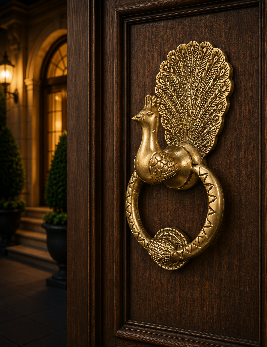 Peacock Brass Door Knocker | Premium Solid Brass Main Door Knocker | Antique Finish | Luxury Home Entrance Decor