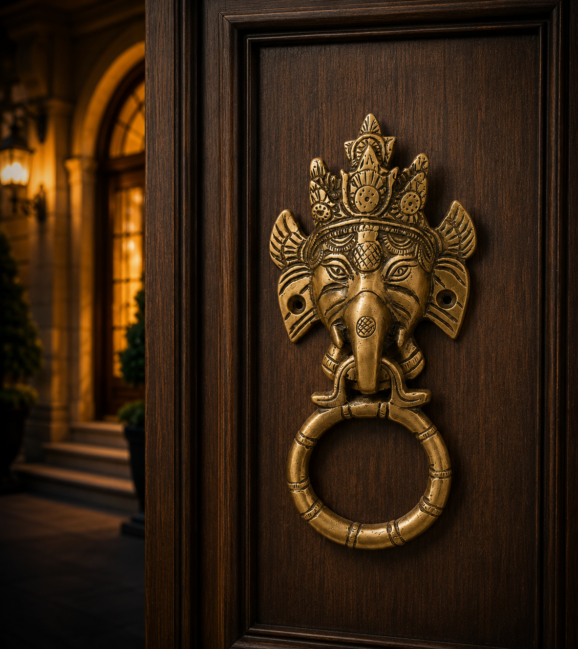 Lord Ganesha Brass Door Knocker | Premium Solid Brass Main Door Knocker | Antique Finish | Vastu Home Entrance Decor
