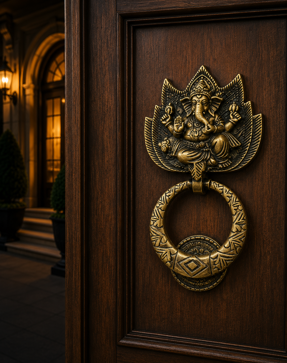 Ganesha Brass Door Knocker | Premium Solid Brass Main Door Knocker | Antique Finish | Vastu Home Entrance Decor