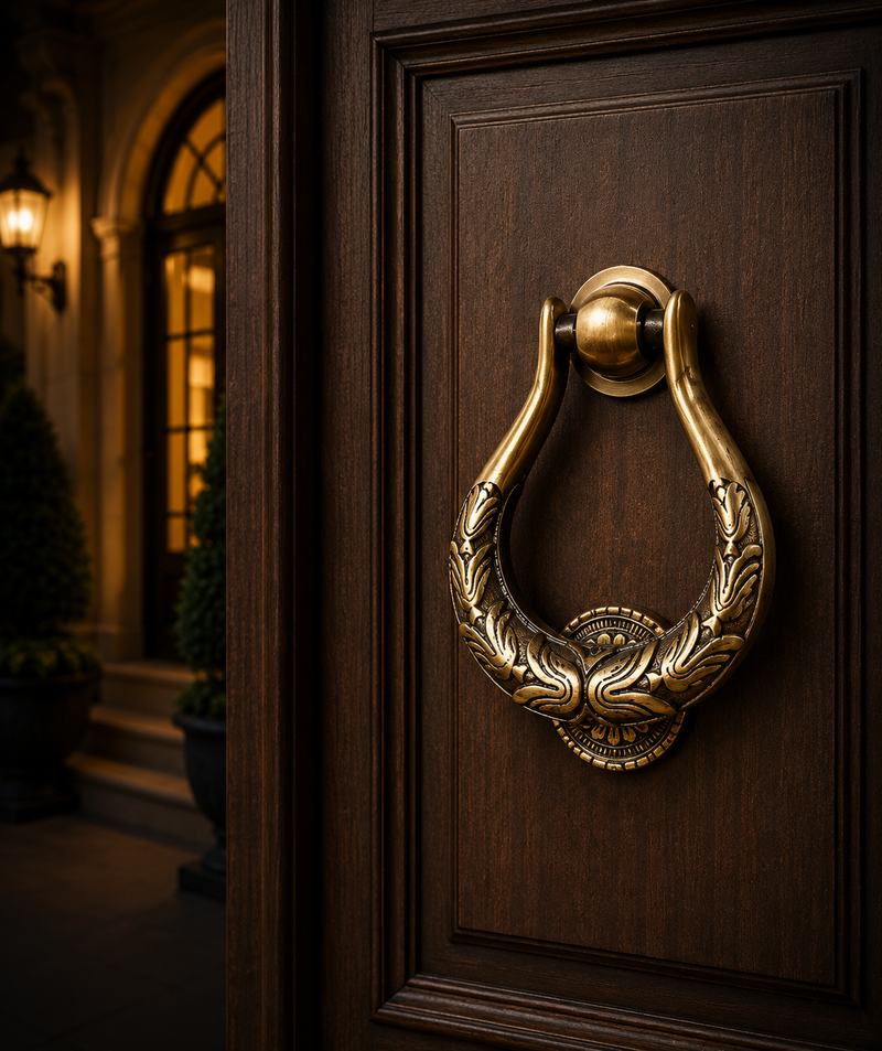 Heritage Brass Door Knocker | Premium Solid Brass Main Door Knocker | Antique Finish | Luxury Home Entrance Decor