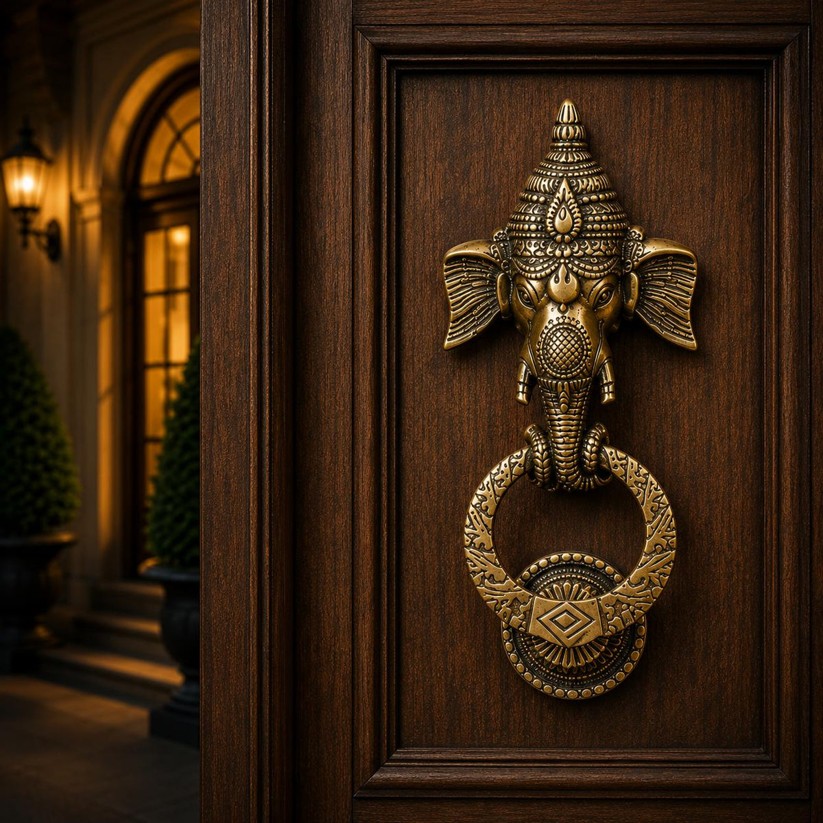 Lord Ganesha Brass Door Knocker | Premium Solid Brass Main Door Knocker | Antique Finish | Vastu Home Entrance Decor