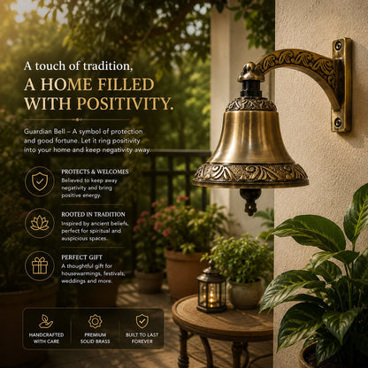 Guardian Brass Bell | Premium Solid Brass Door Bell | Antique Finish | Luxury Home Entrance Decor