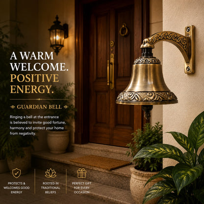 Guardian Brass Bell | Premium Solid Brass Door Bell | Antique Finish | Luxury Home Entrance Decor